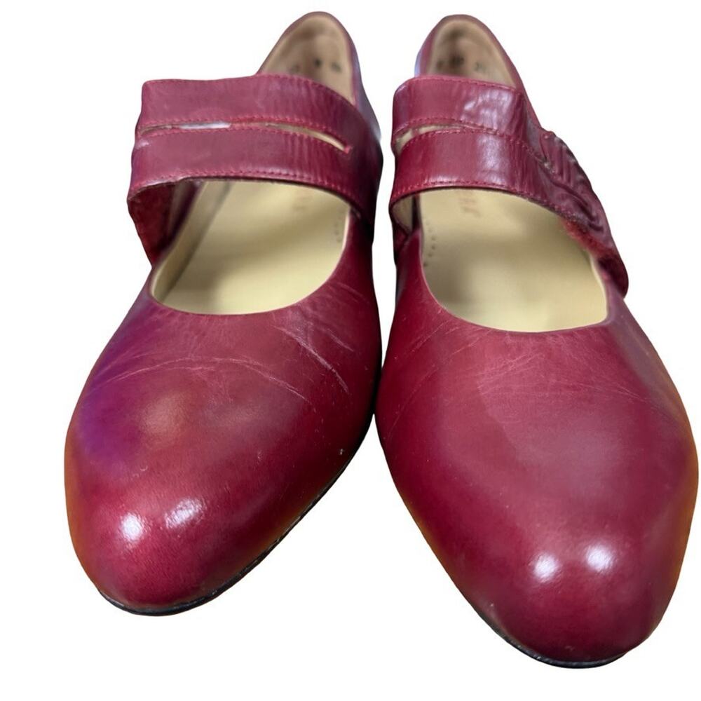 Ziera Kumfs Veil Burgundy Kitten Heels Mary Jane Leather Shoes Comfort 39/ 8.5 W - Picture 5 of 16